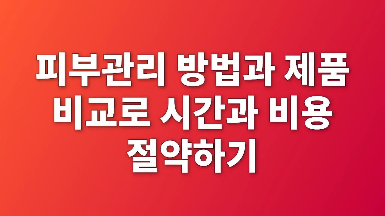피부관리 방법과 제품 비교로 시간과 비용 절약하기